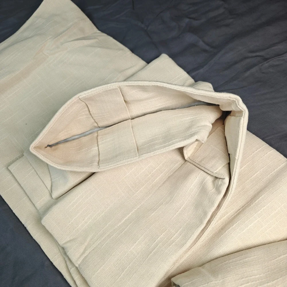 Quince European Linen Room Darkening Curtain ivory 96 x 84 Back Tab LB119930
